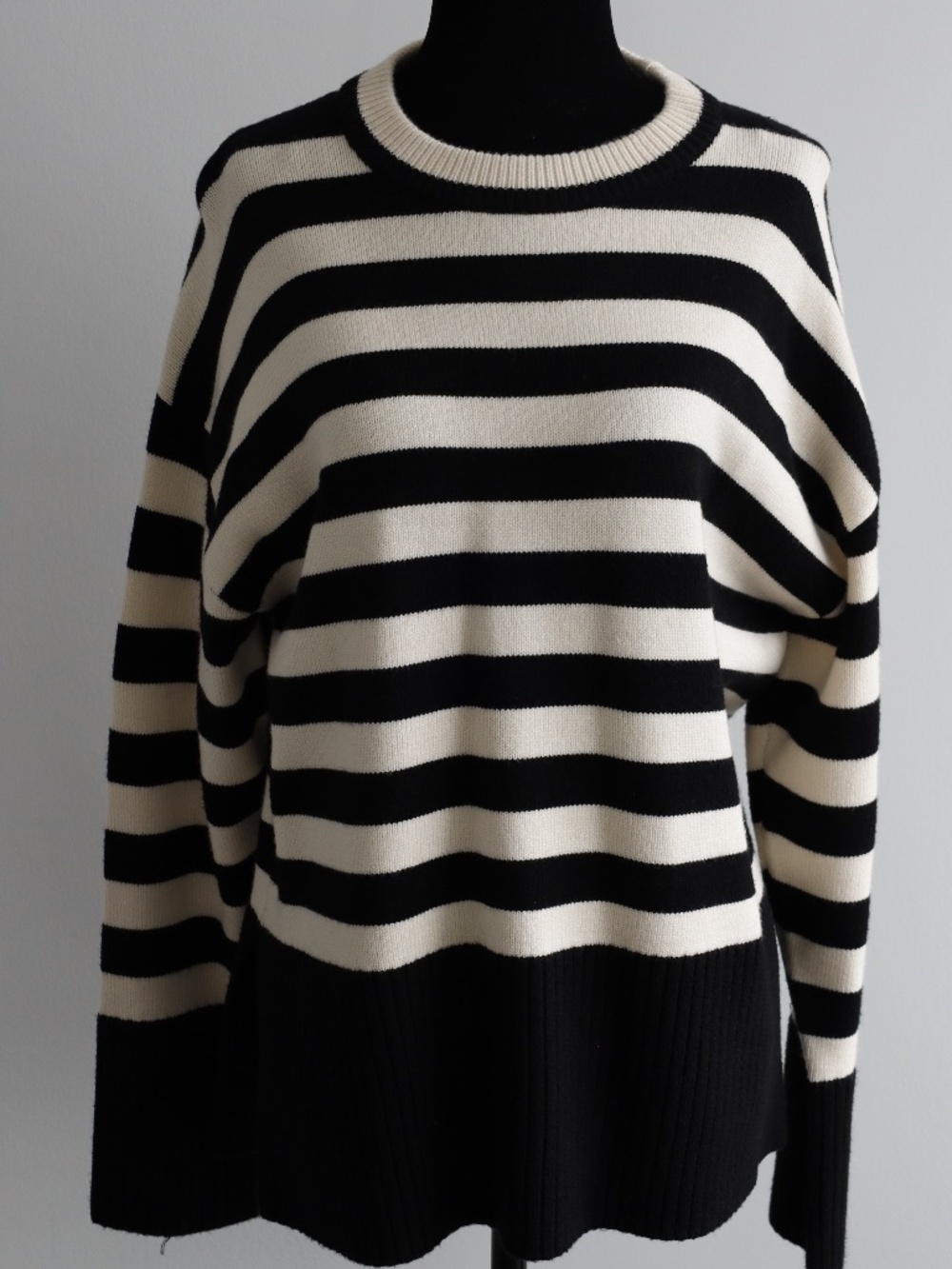 ZARA Black & Cream Striped Knit Sweater